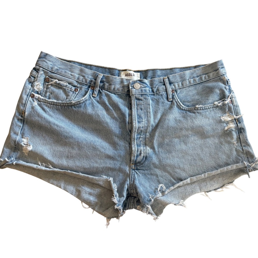 AGOLDE Parker Shorts Light Wash Distressed Size 34